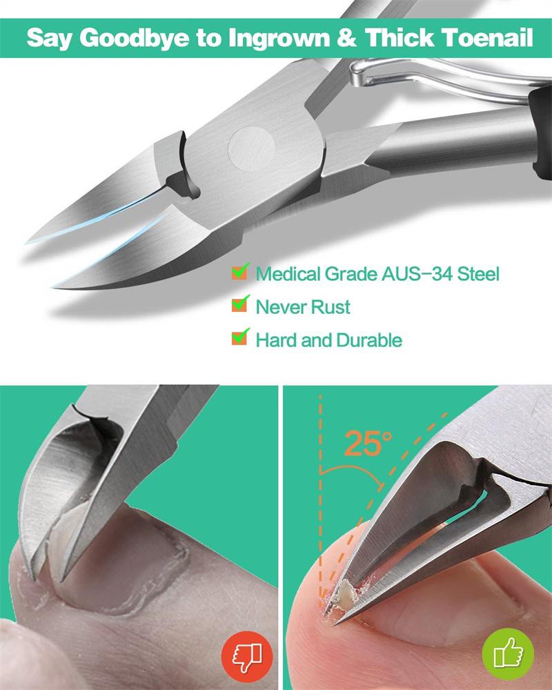 Füße Zehennagelknipser-Set, professionelle Nagelknipser für dicke eingewachsene Zehen, für Männer, Senioren, Pediküreknipser, Zehennagelschneider, Nagelwerkzeuge