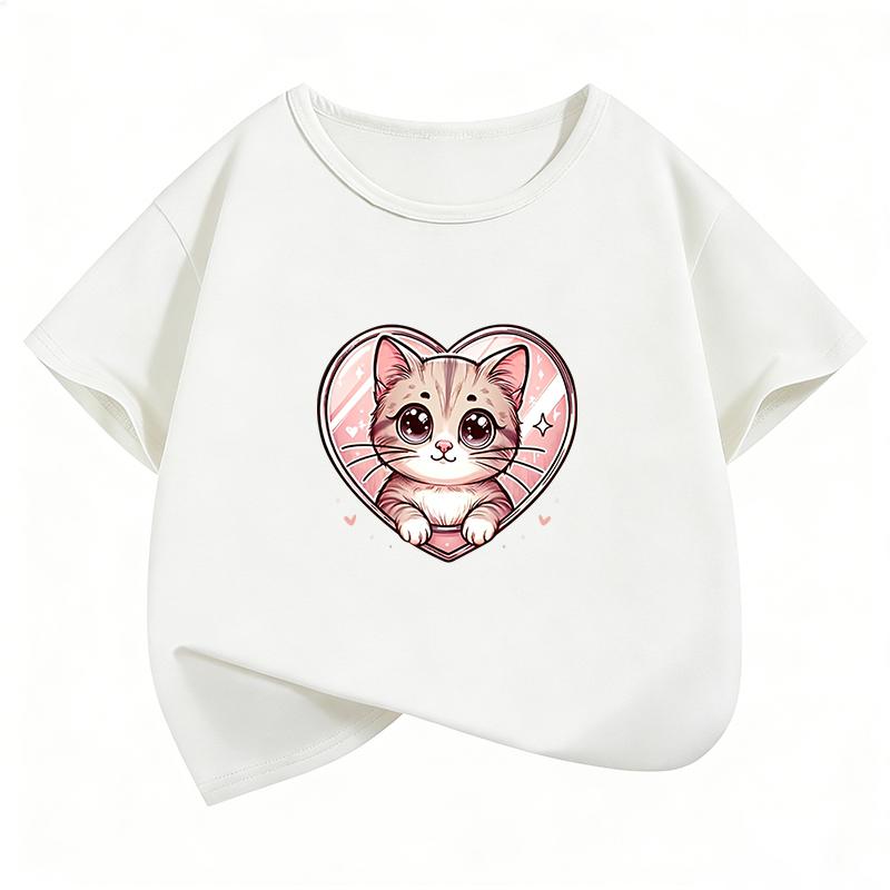 Kawaii Graphic Cat T Shirts Cute Cat Funny Manga Kids Children's T-shirt Boys Girls Casual Top Tee Summer Spring
