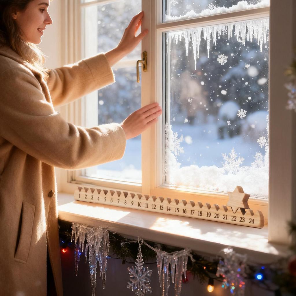 Hölzerner Weihnachts-Countdown-Kalender mit Sternen Adventskalender aus künstlichem Holz für Zuhause Familie Weihnachtsgeschenk Weihnachtsdeko