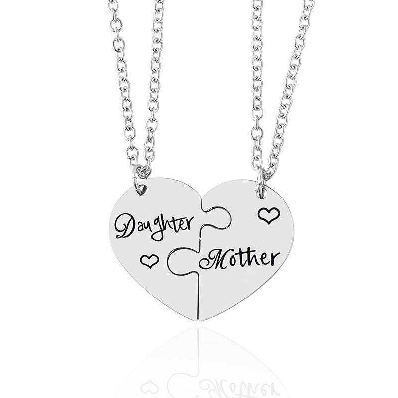 2 Stück/Set Herz Puzzle Anhänger Halskette Mama's Mini Mama Partnerhalskette Mutter Tochter Sohn Schmuck Geschenke white