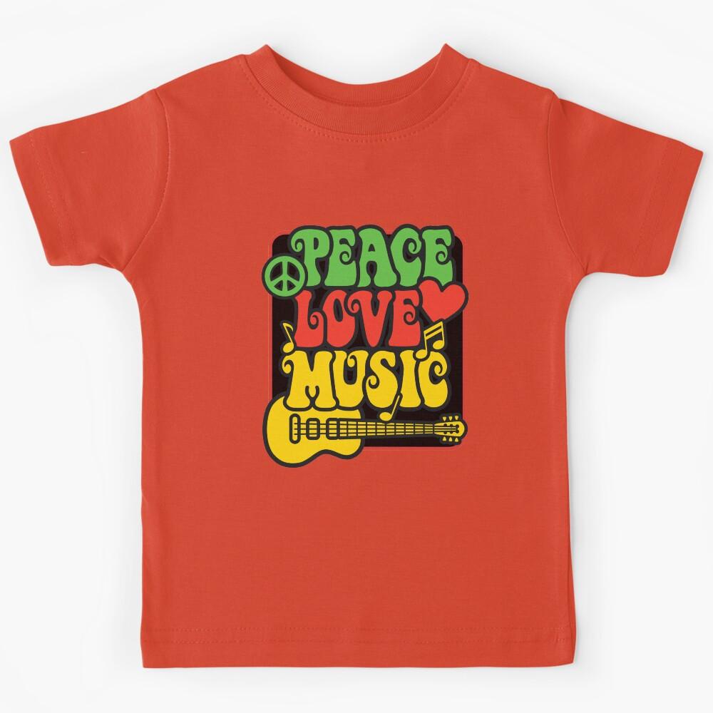 Rasta Peace, Love, Music Kids T-Shirt 100