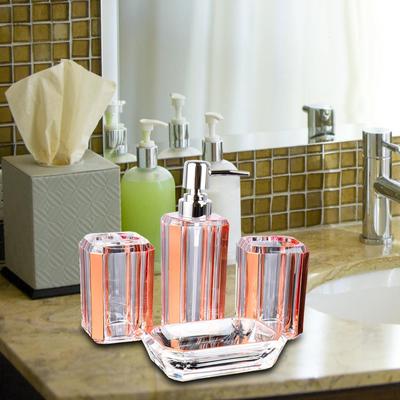 4 Adet Banyo Aksesuarı Sabunluk Şeffaf Losyon Şişesi Vanity Set Tuvalet