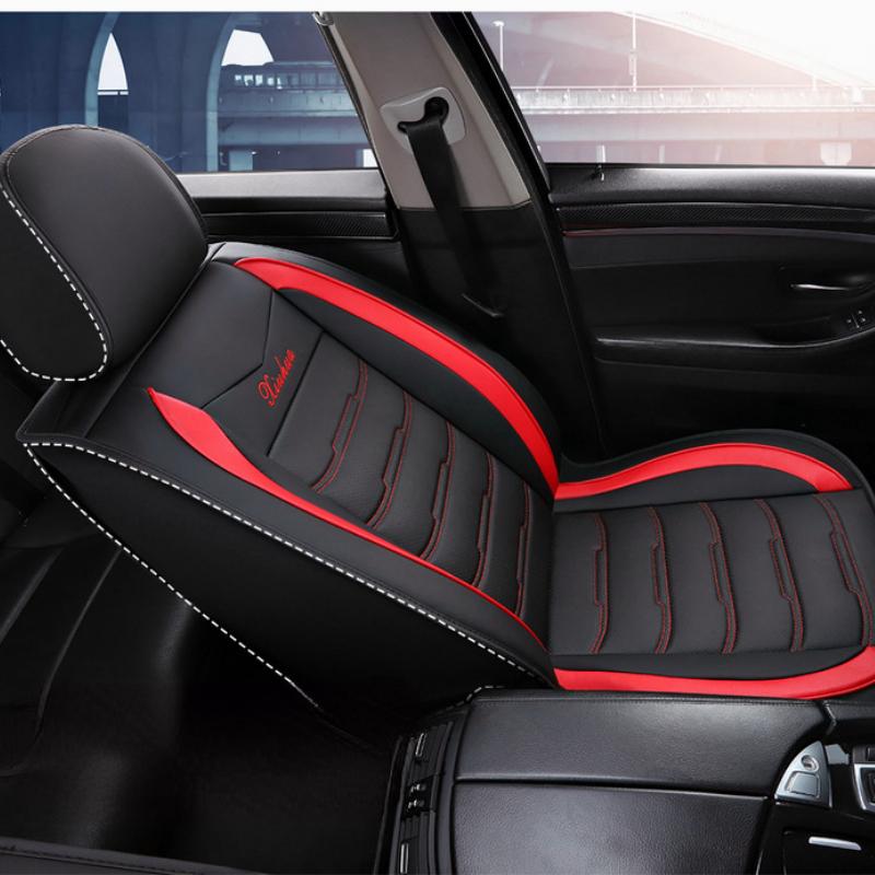 Universal Car Seat Cover Set PU Leather Vehicle Cushion Full Surrounded Protector Pad Anti-Scratch