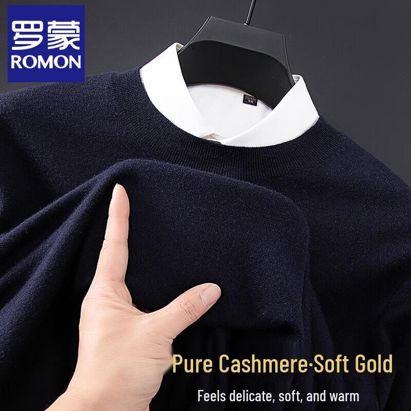 Romon Men's 100% Cashmere Round Neck Sweater
