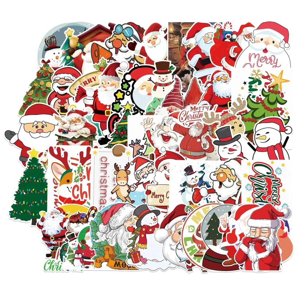 Vinyl Christmas Stickers Non Repeating Designs Santa Snowman Reindeer Holiday Stickers for Party Crafts Decor