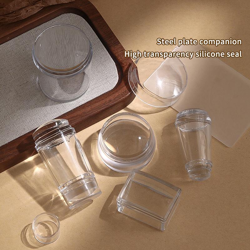 Silicone Transparent Nail Art Stamping Kit French For Manicure Plate Stamp Polish Stencil Template Seal Stamper Scraper