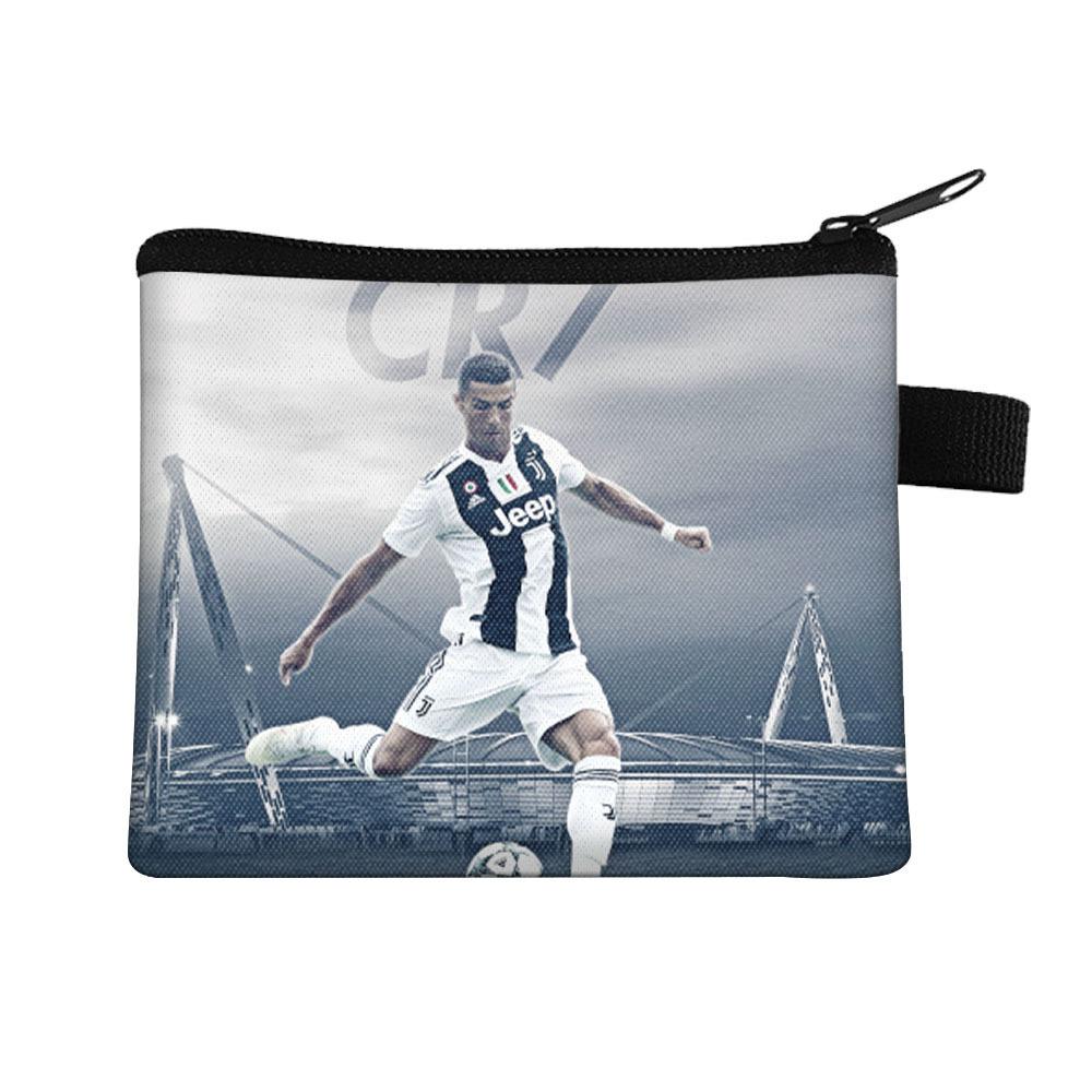 Borsa cambio per bambini stella del calcio Borsa porta carte portatile Borsa porta monete chiavi in poliestere Borsa a pochette