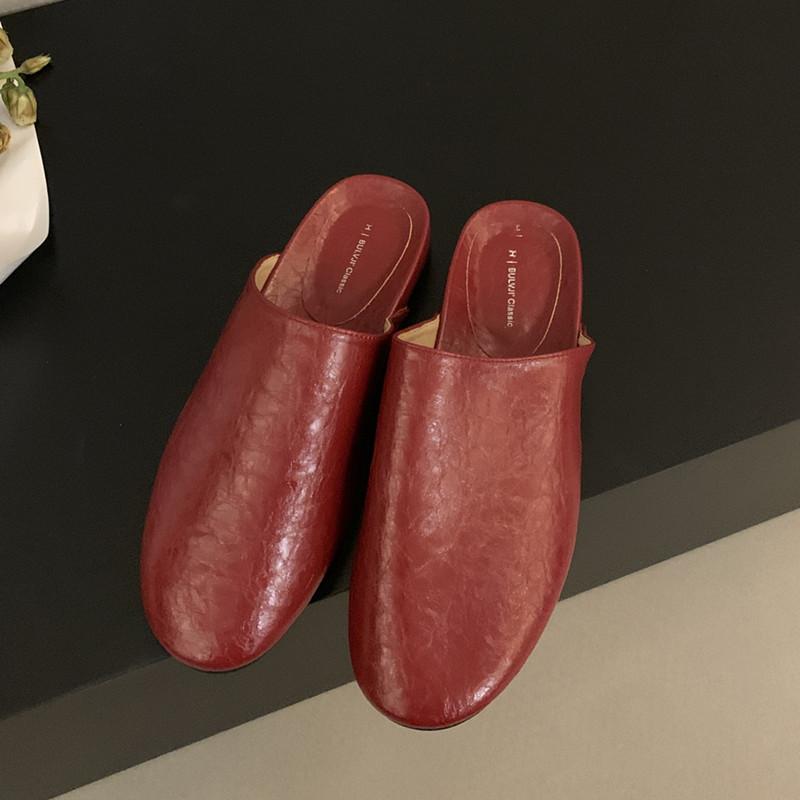 Fashion Bailamos New Brand Women Slipper Fashion Round Toe Slip On Mules Shoes Soft Flat Heel Outdoor Casual Slides Mules Shoes