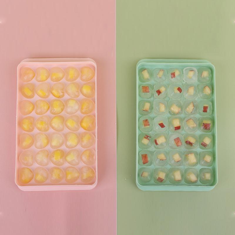 35 otworów silikonowa forma na kostki lodu w kształcie serca tacka do lodu mrożona foremka do lodu pojemnik na lód z pokrywką akcesoria kuchenne akcesoria