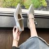 Elegant Pointed Toe Mary Jane Shoes Women's Spring Autumn New Style Thin Medium Heel Leatherette Single Shoes Buckle Strap