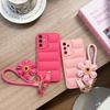 Down Jacket Sunflower Wrist Strap Case for Samsung Galaxy S2 S24 Ultra S23 S22 Plus S21 FE A6 A A4 A16 A3 A1 Cover