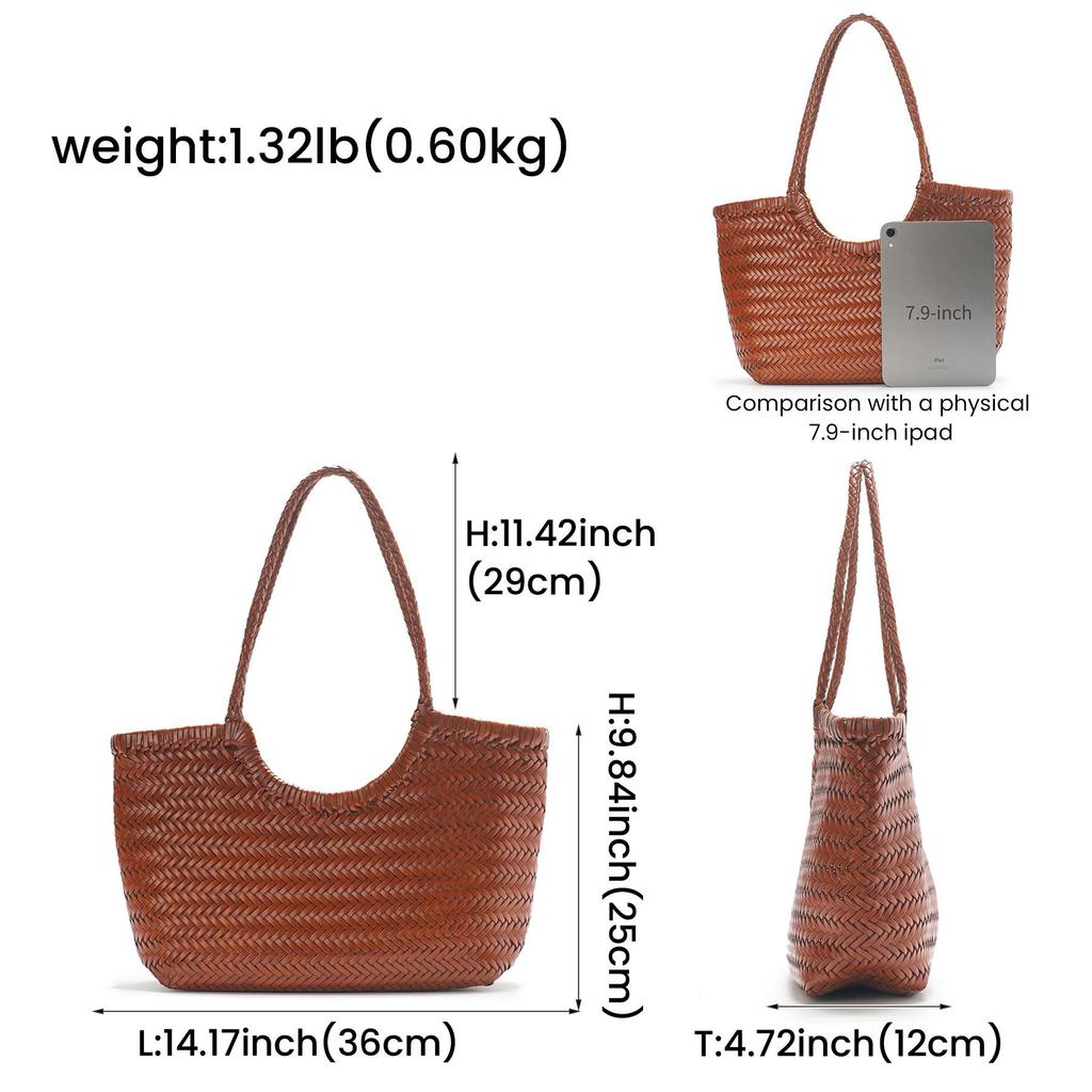 JOGUJOS Genuine Leather Retro Underarm Tote Bag for Women