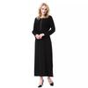 Women's Round Neck Solid Chiffon Zipper Long Dress, TH913