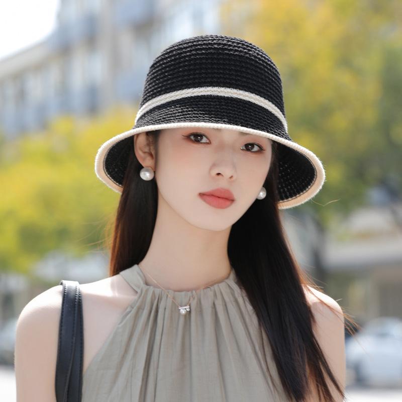 Simple Fashion Knitted Basin Hat Summer Hat Women's Sunscreen Hat Street Portable Bucket Hat Folding Sun Hat