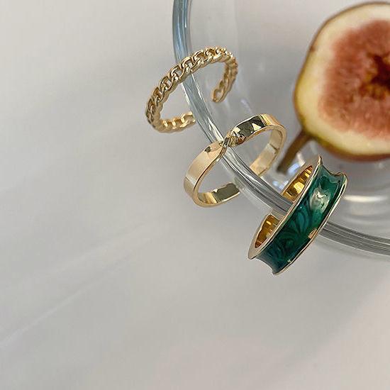 3 unids/set de anillos de Metal redondos de esmalte blanco bohemio, conjuntos de anillos ajustables abiertos con giro geométrico para mujeres y niñas, joyería de boda