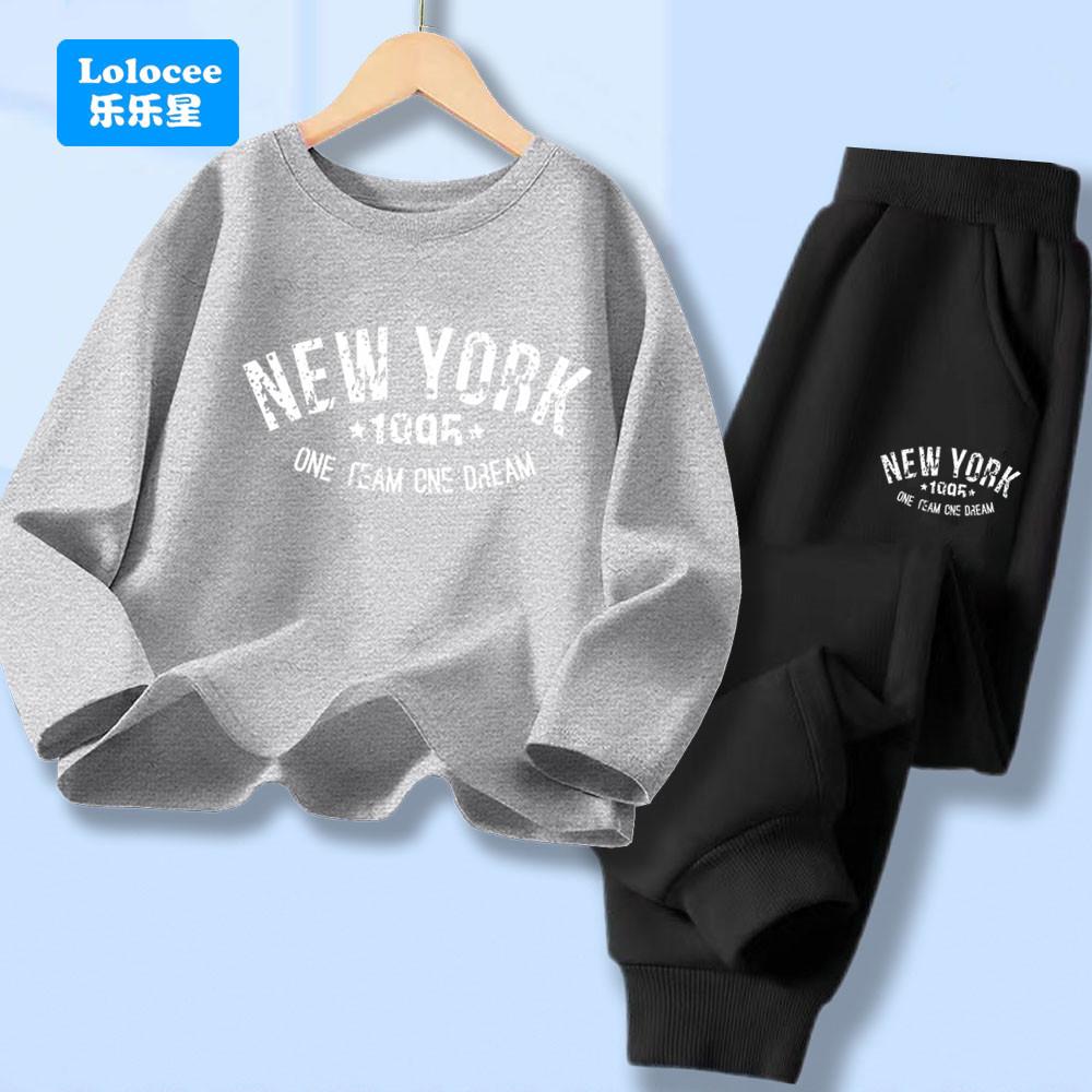 Boys Autumn Spring Clothes Sets New York City Letter Print T-shirt and Pants 2pcs Outfit Long Sleeve Tracksuits