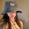 Retro Washed Love Cowboy Bucket Hats Women Spring Summer Outdoor Frenulum Sun Protection Sweet Pink Sun Hat Fisherman Caps