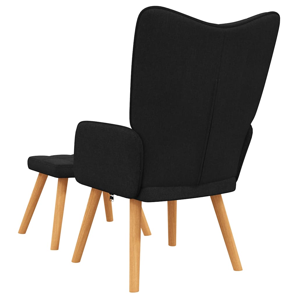 Relax Chair with Footstool Black Fabric