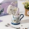 Iris Hochwertiger Keramik-Wasserbecher Paarbecher Souvenir Retro Blumige Tasse Geschäftsgeschenk-Set