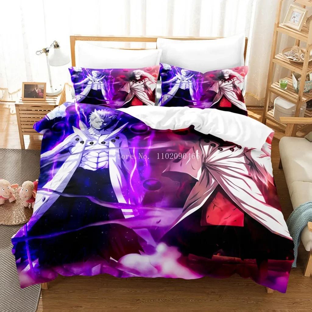 Uzumaki Naruto Bedding Set Quilt Cover Sasuke Cartoon Anime Bed Bedroom Duvet Cover Beddings Suit Children Boys Birthday Gi