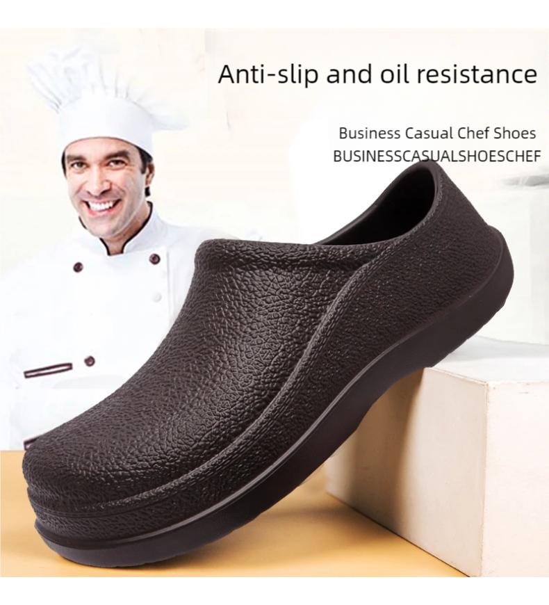 Chef-werkschoenen vier seizoenen heren antislip waterdichte olie bestendige zachte zool chef-schoenen casual lichtgewicht leren schoenen 41 black