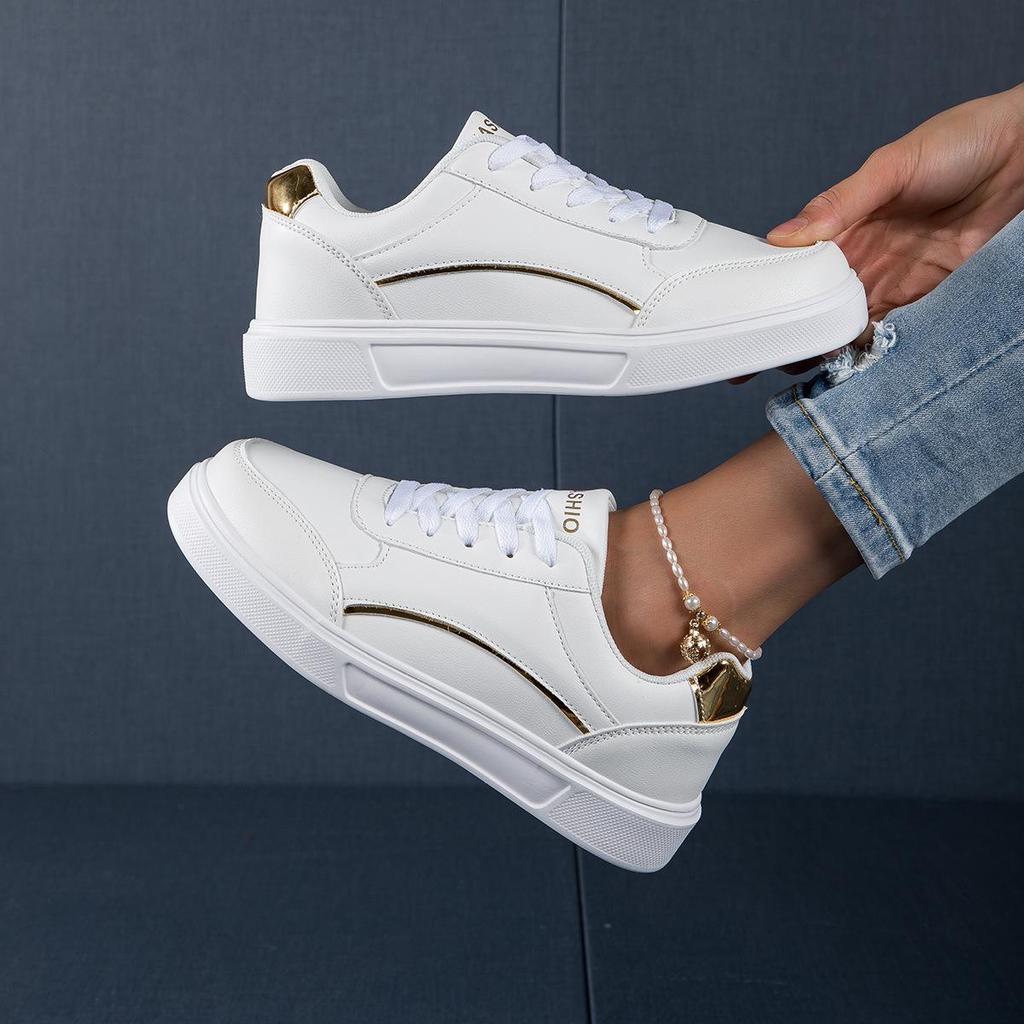 2025 Women's Versatile Plus Size Breathable Lightweight White Sneakers for Spring