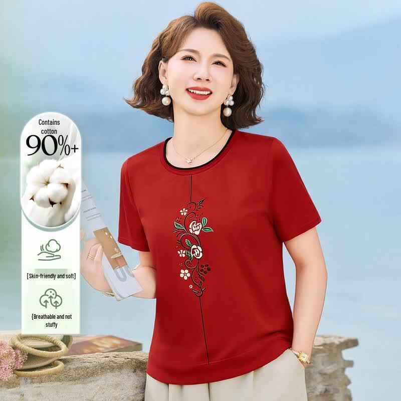 Women s Rhinestone Embroidered Short Sleeve T-Shirt XL