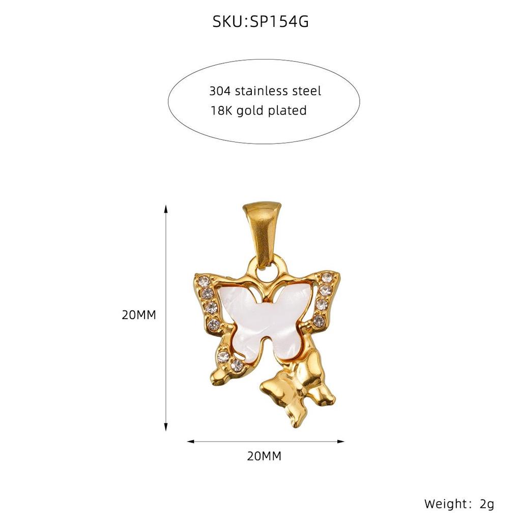European & American Butterfly Pendant Charms: 18K Titanium Steel Necklace Accessories for DIY.