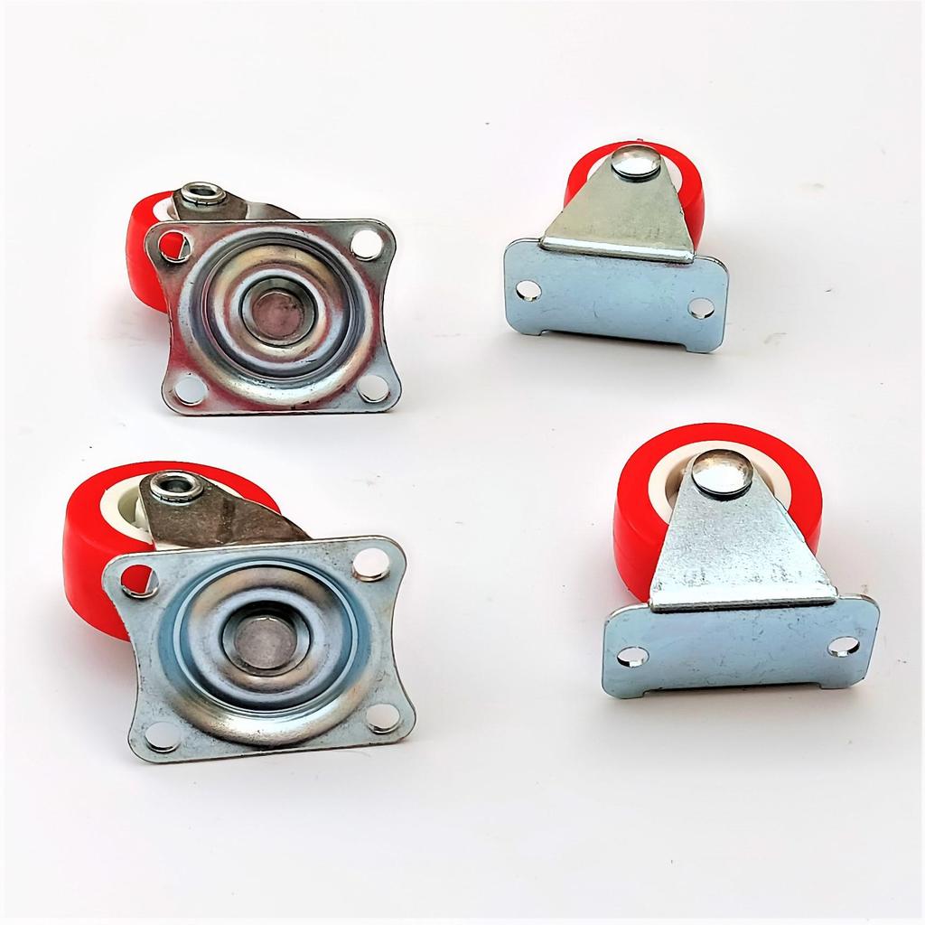 Lightweight PVC Red 1-1.2 inch Swivel & Fixed Caster Wheel for Furniture