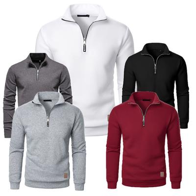 Herren Reißverschluss Pullover Rollkragen Warme Pullover Einfarbige Langarm Mode Männlich Lässig Täglich Sweatshirt Oberteil