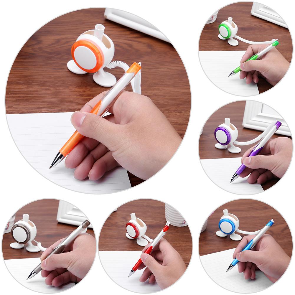 Elastic Rope Handle Ballpoint Pen Signature Pen Holder Integrated Table Pens Students Kids School Office Stationery Supplies