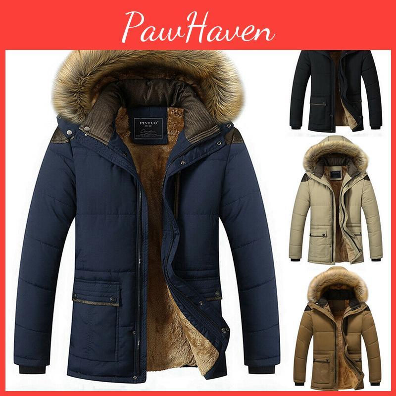 Men's Military Coat Thicken Warm Outwear Parka Hooded Jacket Outdoor Winter Fashion