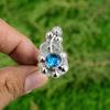 Mothers Day Deal 925 Silver Natural Swiss Blue Topaz Promise Flower Ring Jewelry