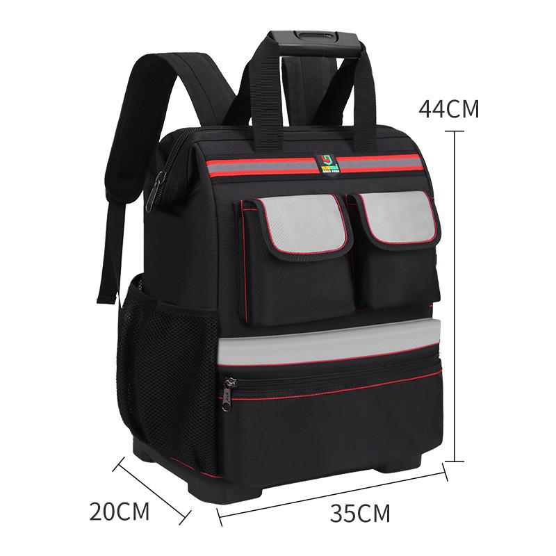Durable Large Capacity Multi-pocket Tool Backpack with Double Shoulder Straps - Made of Thickened Wear-resistant Oxford Cloth.