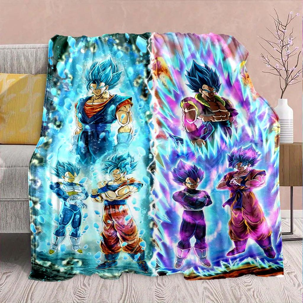 Dragon Ball Anime Flannel Blanket - Soft Warm Perfect for Sofa, Bedding Camping Travel Office Home Decor -QJY