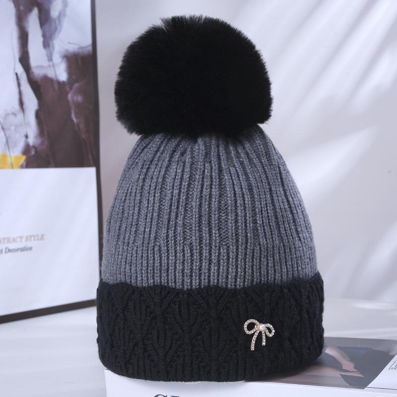 Women's Winter Warm Knitted Hat Korean Style Trendy Versatile Plus Velvet Thickened Windproof Ear Protection Wool Hat