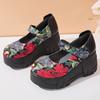 Fashion GKTINOO Handmade Retro Style Women Platform Shoes Spring Summer Genuine Leather Wedges Heel Pumps Casual Shoes