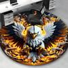 1pc Flaming Eagle Round Carpet - Anime Design Office Chair Mat, Non-Slip Rug for Home Decor, Seasonal Gift, Suitable for Office, Living Room, Bedroom,