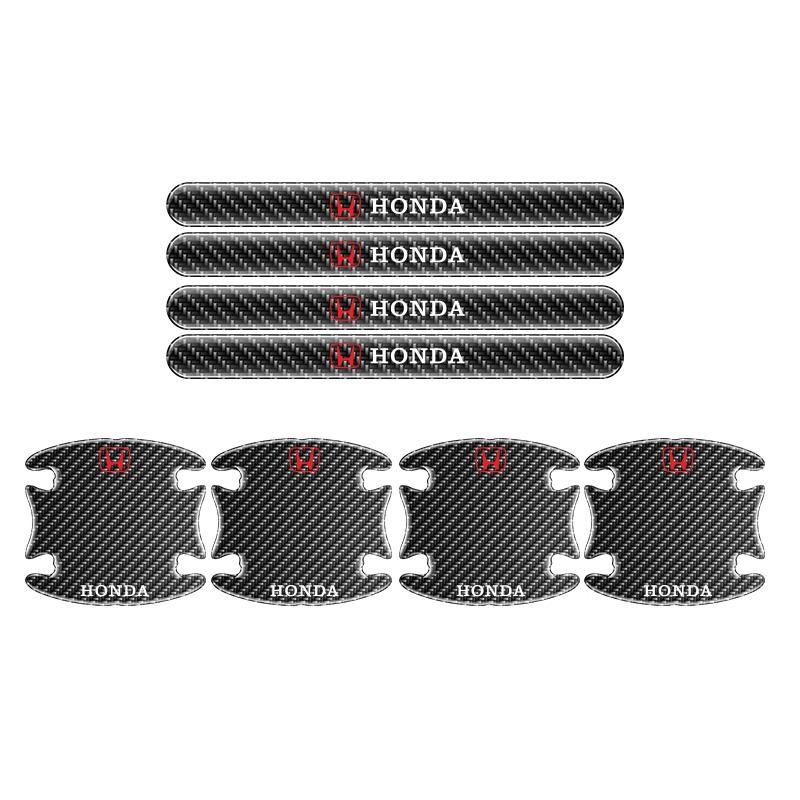 8pcs Carbon Fiber Car Door Bowl Handle Protective Sticker for Honda Civic Accord Fit City Vezel CRV Odyssey Jazz Prelude Insight akp256