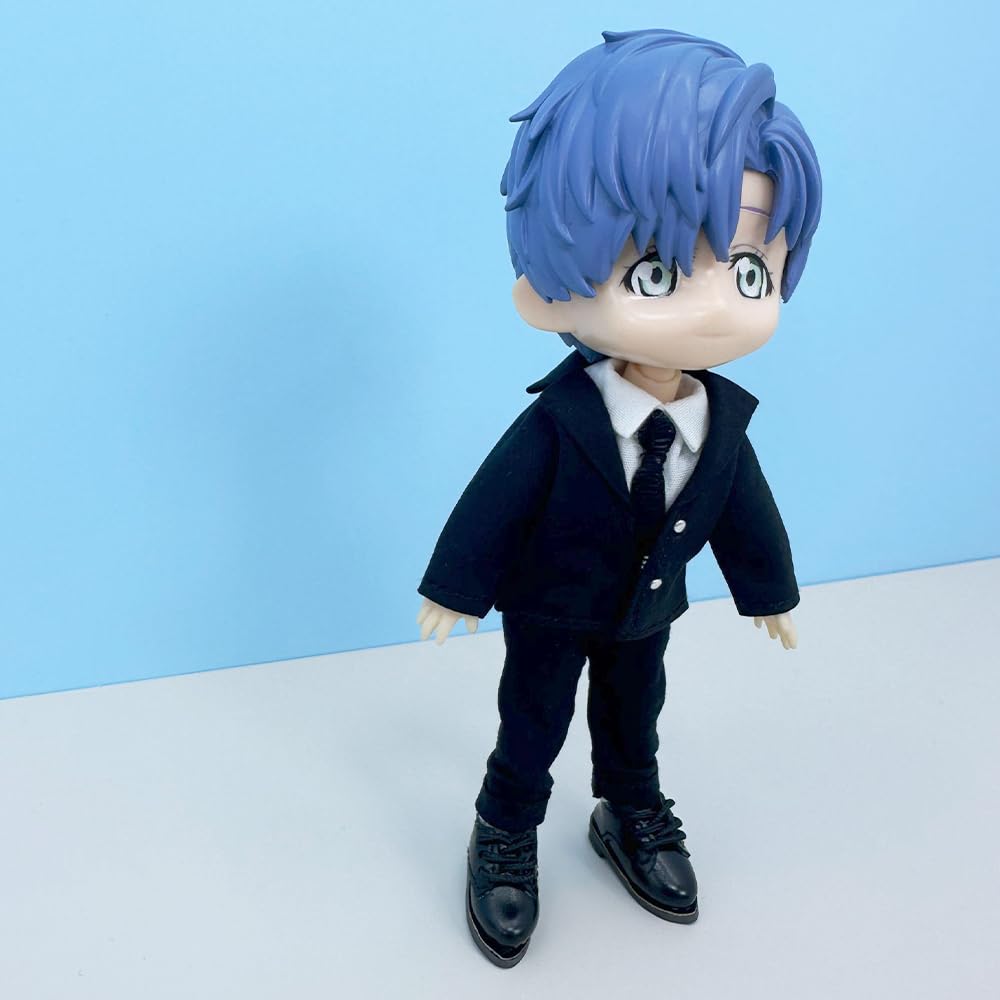 niannyyhouse 112 BJD Doll Outfit: Jacket, Pants, Shirt, Shoes, Socks, Suit, OB11 Size (for Obitsu Doll 11cm Body) (Black)
