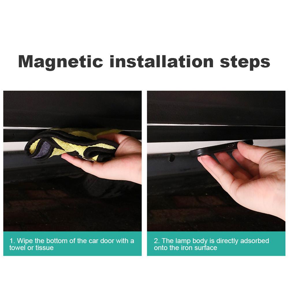 Car Door Lights LED Welcome Warning Light Magnetic Anti-Collision Flash Atmosphere Light Auto Door Opening Safety Light 1/2/4Pcs