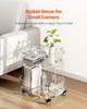 Acrylic Table with Wheels, 2 Tiers Mobile Cart Table, Modern Rolling Acrylic Storage Desk, Clear Nightstand Side End Desk, for Living Room, Bedroom,