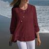 Casual Women Pullover Fashion Solid Color Print O Neck Long Sleeve 3/4 Sleeve Top Fall Spring