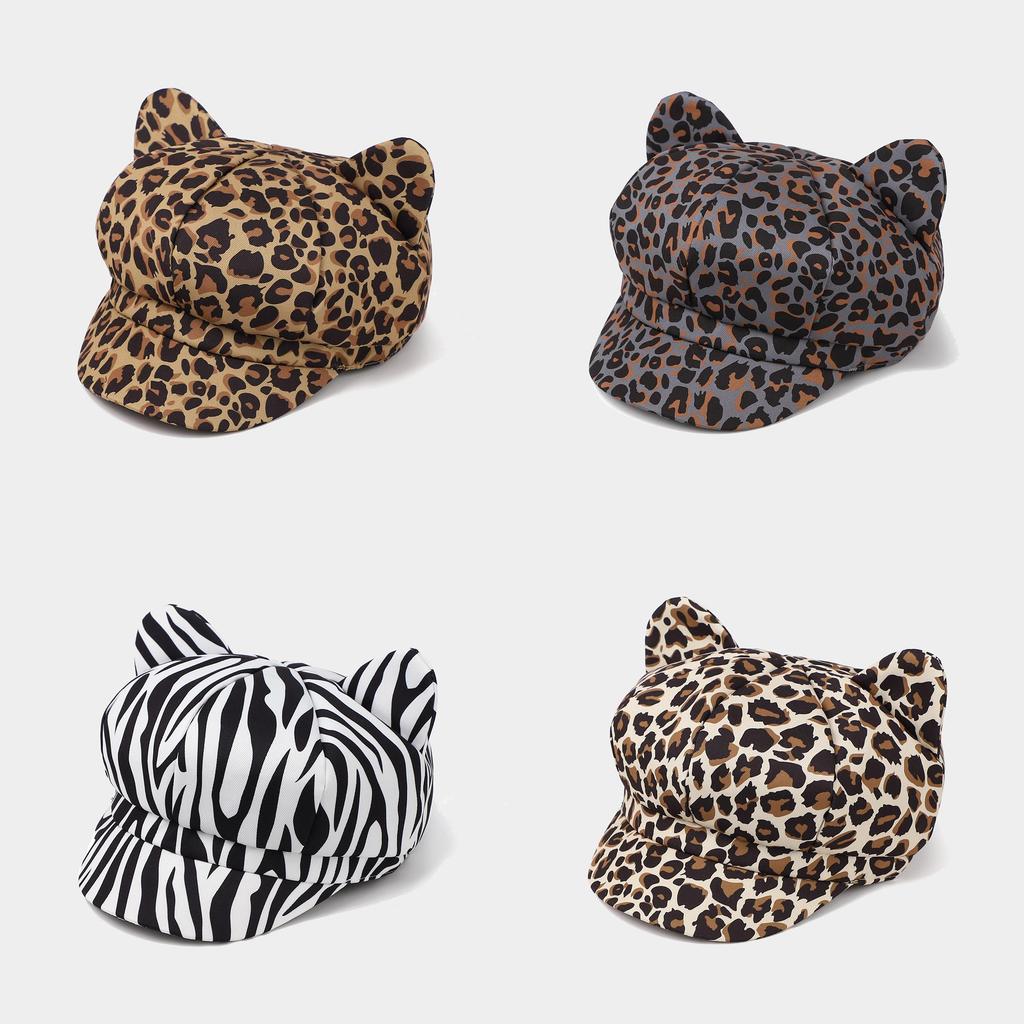 Vintage Cat Ear Octagon Hat With Sun Protection For Outdoors And Art Enthusiasts