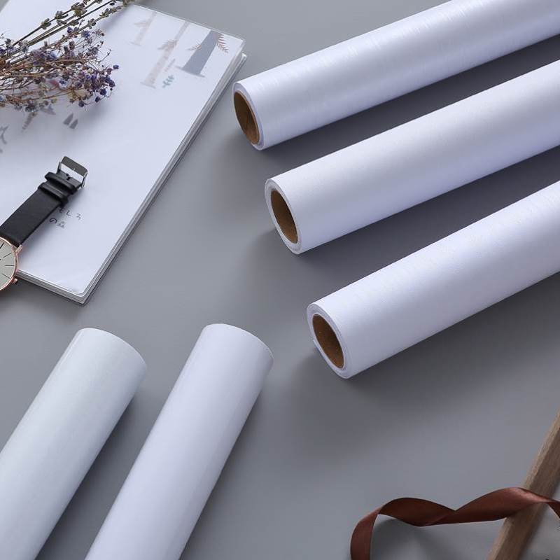 Pure White Wallpaper Self-Adhesive Waterproof Moisture-Proof Paint Kitchen Wall Stickers Cabinet Table Furniture Decoration Film