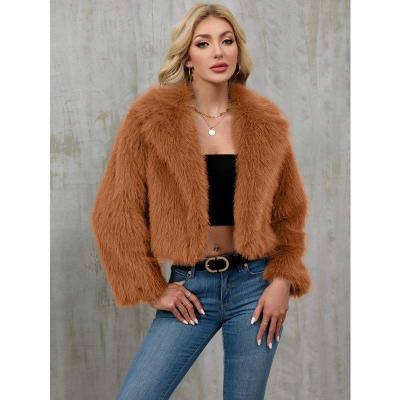 New Autumn and Winter Women's Plush Short Jacket Imitation Fur Jacket Suit Collar Jacket Outside