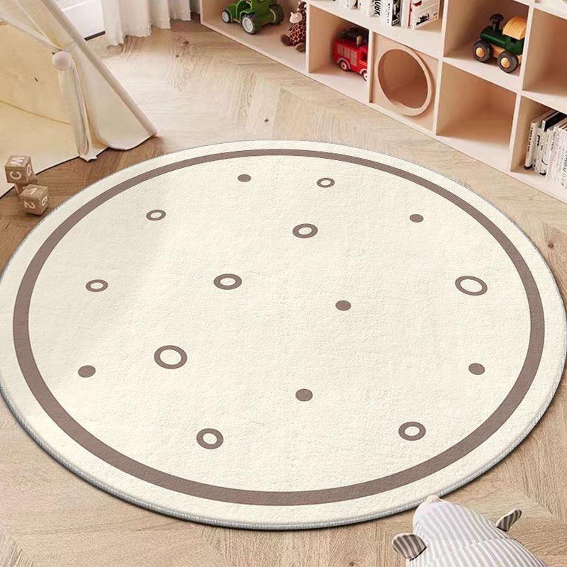 Letters Round Carpet Colorful Anti-slip Rug Kids Room Educational Decoration Mat for Study Area Bedroom Living Room