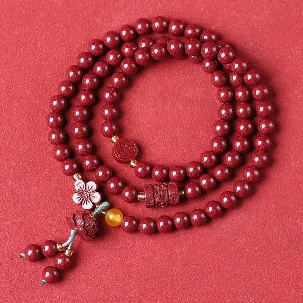 Triple Circle Murui Cinnabar & Purple Gold Sand Zodiac Bracelet for Women