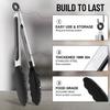 Hotec Tongs, Stainless Steel Kitchen Tongs, Silicone Tongs for BBQs and Grills, Heat-Resistant, Antibacterial, Lockable Storage, Set of 2 (Black), 23c