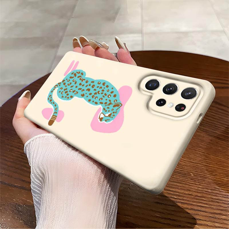 Foreign Trade for Fashion Blue Cheetah Printing Mobile Phone Case Samsung S23/S22 Fine Hole Wear-resistant Galaxy S25 +